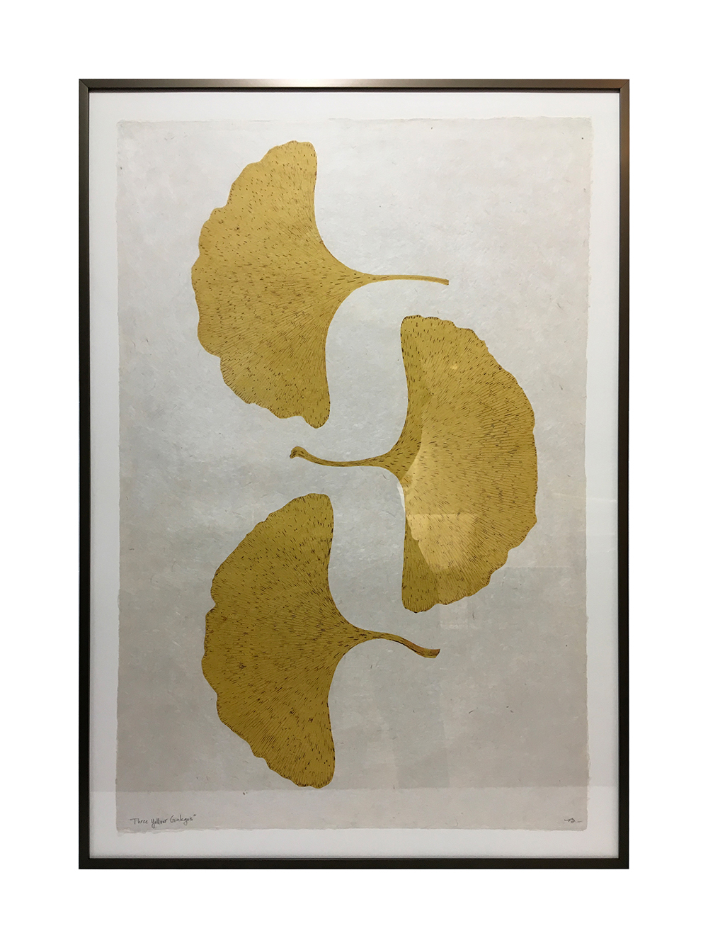 Art Print Of Yellow Ginkgo Leaves In A Brown Frame